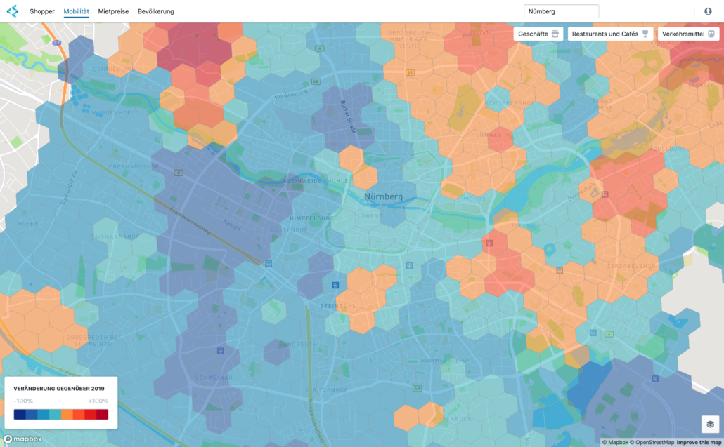 Die Software nioSPOT verwendet hochauflösende Mobilitätsdaten für Standortanalysen im Einzelhandel
